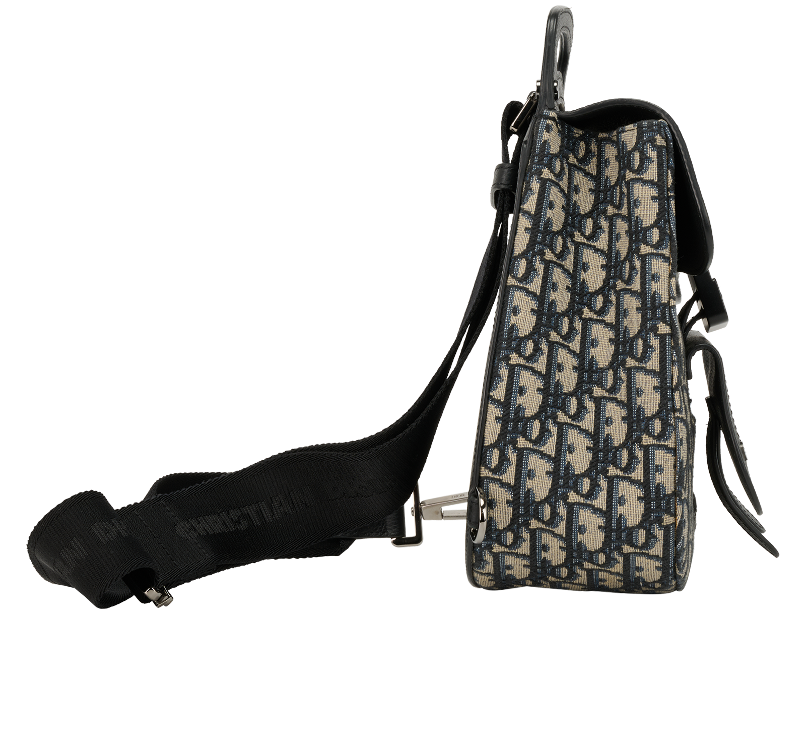 Gallop Sling Bag, &pound;950, Handbags, Beige/Black/Blue, Canvas/Leather, Side view